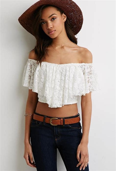 Crop Top Outfits Cute Outfits Teen Outfits Look Boho Chic Lace Crop Tops Forever21 Tops