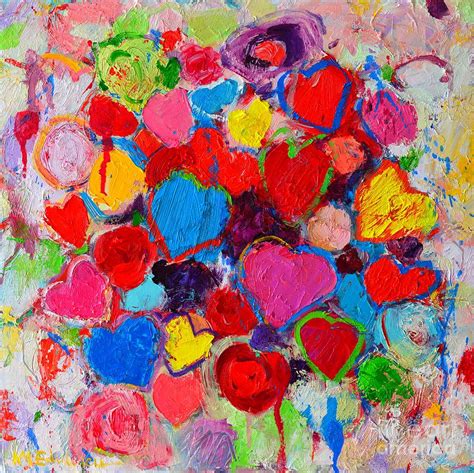 Abstract Love Bouquet Of Colorful Hearts And Flowers