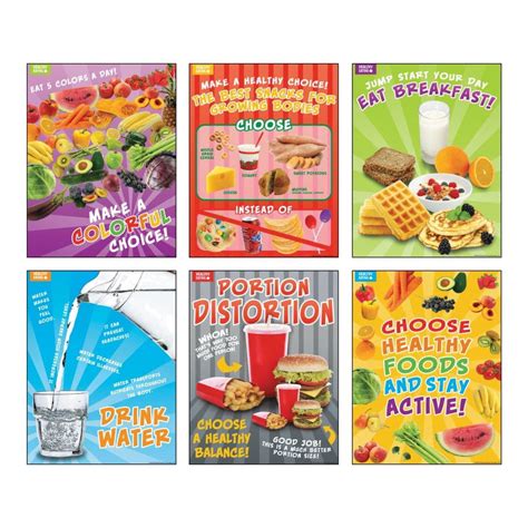 Healthy Eating Posters 6pc Educational 6 Pieces