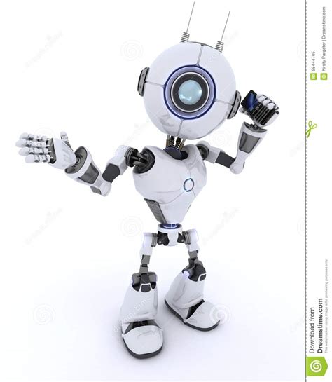 Robot With Cell Phone Stock Illustration Illustration Of Render 58444705