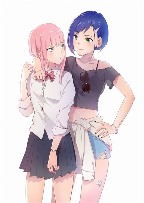 Zero Two And Ichigo Darling In The Franxx Drawn By Hangyaku No My Xxx