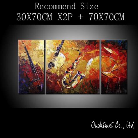 Handmade Modern Musical Instruments Palette Knife Oil Painting On