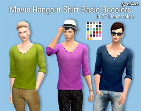 December 14, 2016 the sims 4 gallery spotlight: Tukete: Movie Hangout Shirt Basic Recolors • Sims 4 Downloads