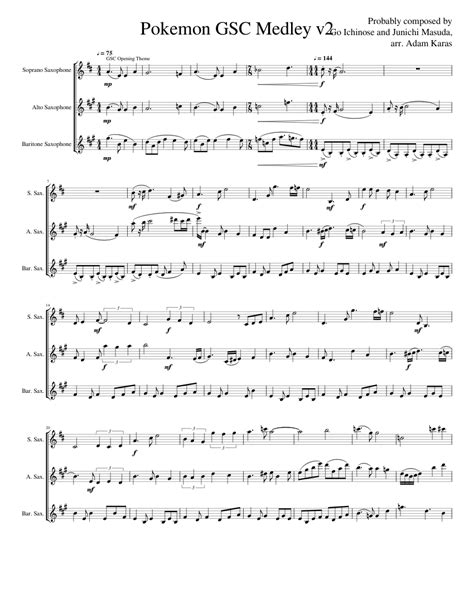 Pokemon Gsc Medley V2 Sheet Music For Soprano Saxophone Alto Saxophone