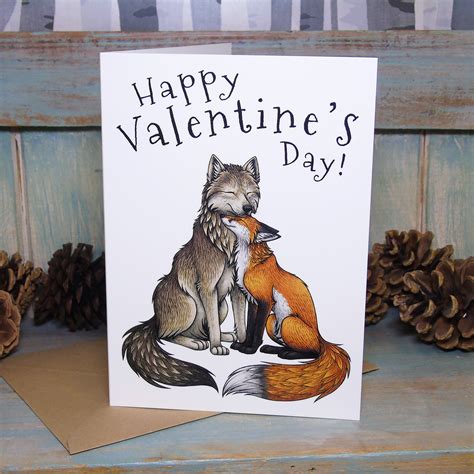Wolf And Fox Valentines Day Card Lyndsey Green Illustration