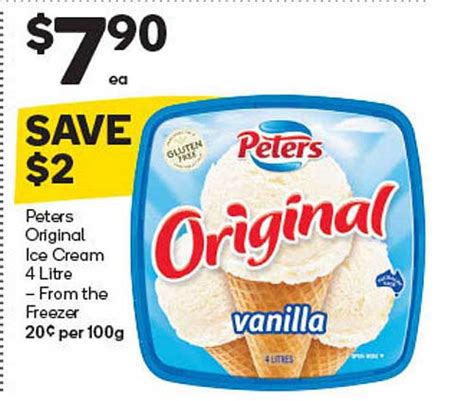 Peters Original Ice Cream 4 Litre Offer At Woolworths Au