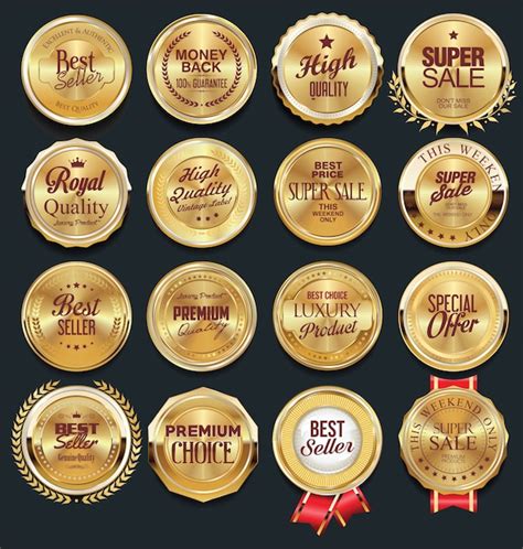 Premium Vector Luxury Golden Design Elements Badges And Labels Collection