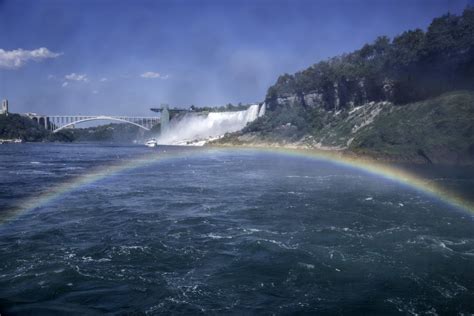 Rainbow Across The River At Niagara Falls Ontario Canada Image Free