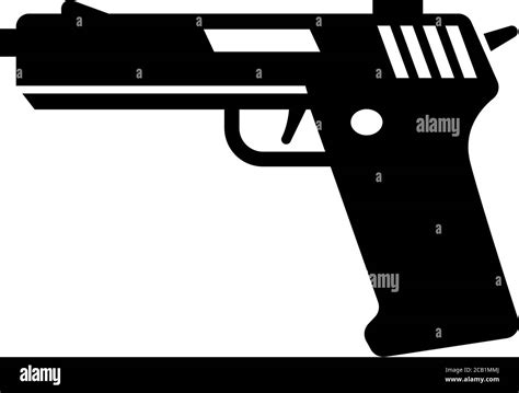Gun Silhouette Army Handgun Pistol Flat Vector Icon Illustration