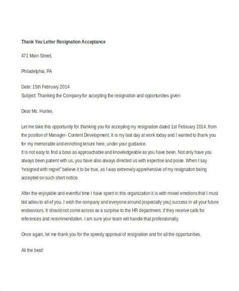 Thank You Resignation Letter Free Word PDF Documents Download