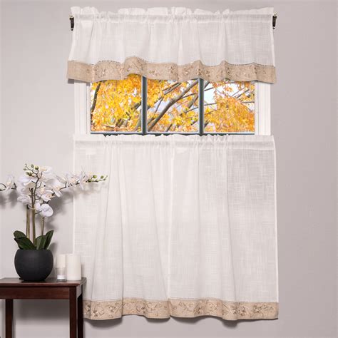Oakwood Linen Style Kitchen Window Curtain 58 X 36 Kitchen Curtains