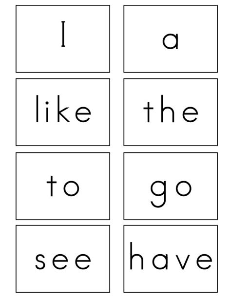 Kindergarten Sight Words Flash Cards Printable Sight Word Flash Cards