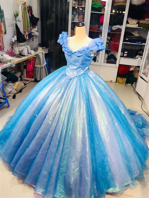 Cinderella Live Action Inspired Costume Bluepurple Off The Shoulder