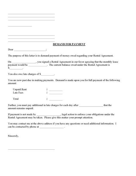Demand For Rent Payment Form Fillable Pdf Free Printable Legal Forms
