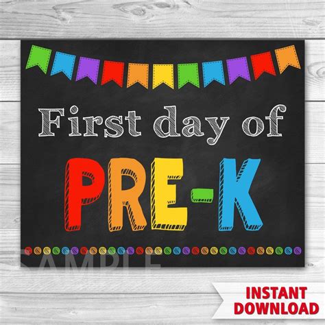 First Day Of Pre K Sign First Day Of School School Signs First Day