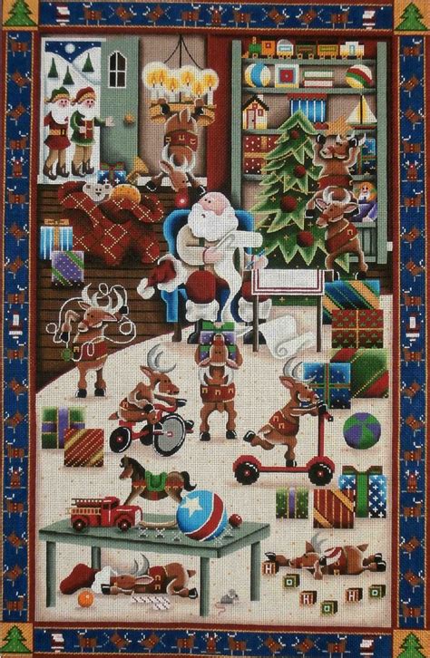 Needlepointus Restless Reindeer Hand Painted Canvas From Rebecca Wood