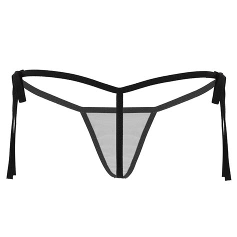 Womens Sheer Micro Mini Lingerie Set Halter Self Tie Bra Top With G String Thong Ebay