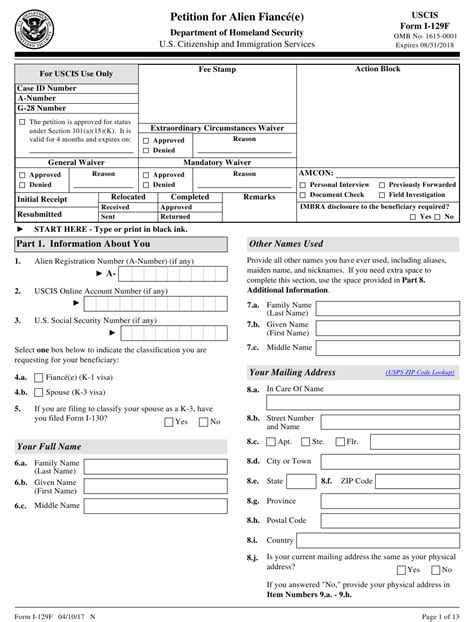 Uscis Form I 129f Download Fillable Pdf Or Fill Online Petition For