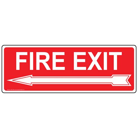 Fire Exit With Left Arrow Sign Nhe 7365 Exit Emergency Fire