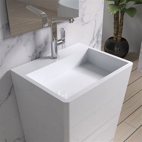 A modern kitchen sink does not only have all the necessary features that a well equipped everyday kitchen needs but also have that ultra chic look that is equivalent to modern kitchens. Free Standing Solid Surface Stone Modern Pedestal Sink 33 ...