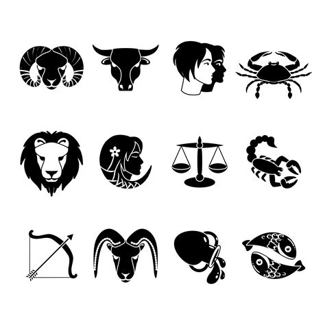 Zodiac Icons Clip Art Set Png Svg Vector Black White Silver Etsy The Best Porn Website