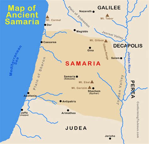 Bible Maps The Region Of Ancient Samaria At The Time Of Jesus Became