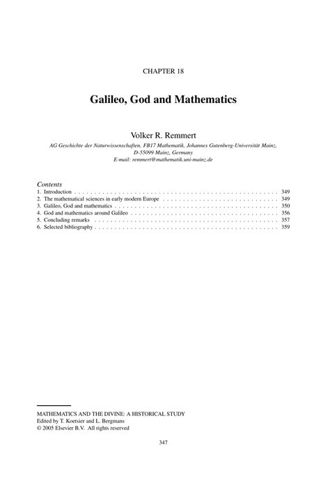 Pdf Galileo God And Mathematics