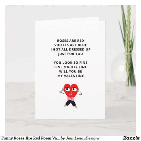 Funny Roses Are Red Poem Valentines Day Girlfriend Card Zazzle