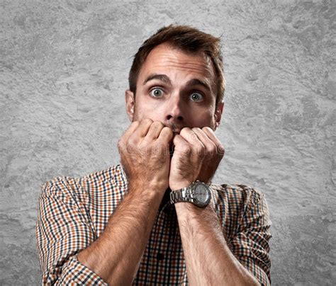 Scared Man Face Stock Photo Image Of Anxiety Anxious 81353716