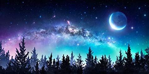 Lfeey 10x5ft Starry Night Forest Backdrop Beautiful Universe Galaxy