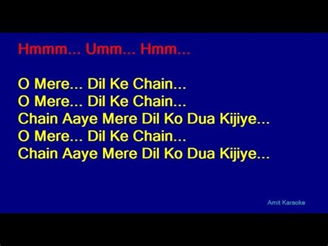 O Mere Dil Ke Chain Kishore Kumar Hindi Full Karaoke With Lyrics