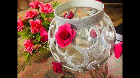 How To Decorate Glass Easy Glass Jar Decor With Flowers Beautiful Glass Jar Idea Youtube