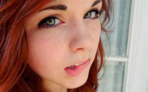 Women Face Redhead Biting Lips Freckles Wallpaper Girls
