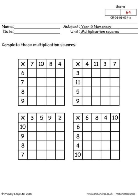 12 Pdf Blank Multiplication Worksheet Printable Zip Docx Download