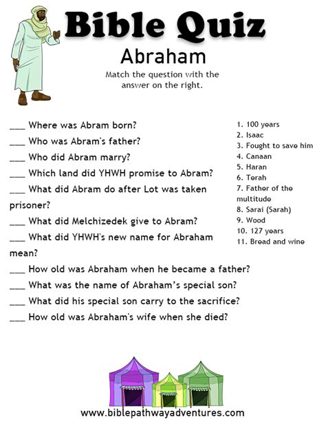 Free Bible Quiz Abraham Bible Quiz Bible Lessons For Kids Bible