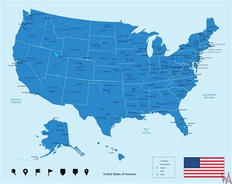 Attractive Political Map Of The Usa Large One Color Map Whatsanswer