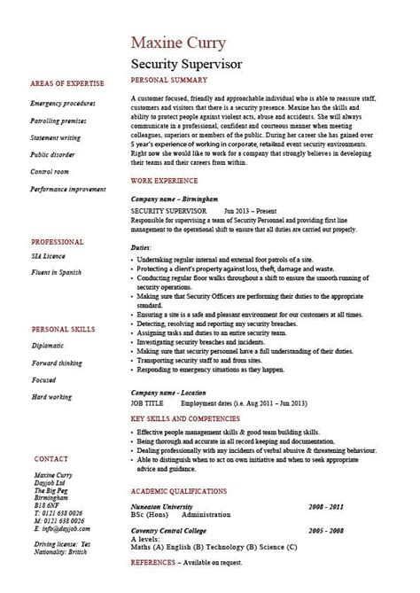 You'll attract many strong candidates if you write a description that concisely conveys your needs, while sharing information about the impact of the role. Security supervisor resume, sample, example, patrol, job ...