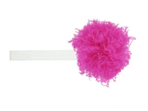 White Flowerette Burst With Raspberry Small Curly Marabou Fb
