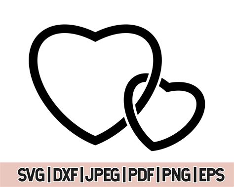 Double Heart Outline Svg Two Hearts Svg Outline Etsy Uk