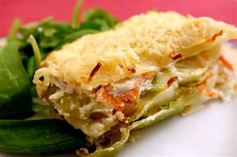 Lasagnes saumon fumé poireau