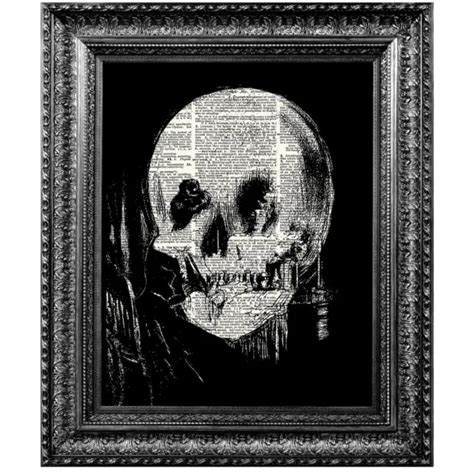 Art Print Optical Skull Illusion On Dictionary Book Page Gothic Wall