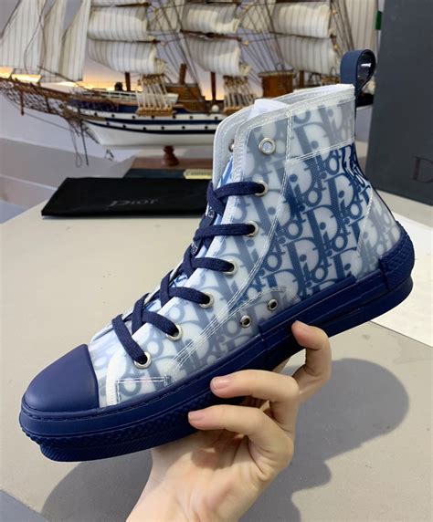 Christian Dior B23 High Top Sneaker In Blue Dior Oblique Alimorluxury