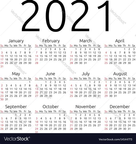 2021 Sunday Calendar Printable March