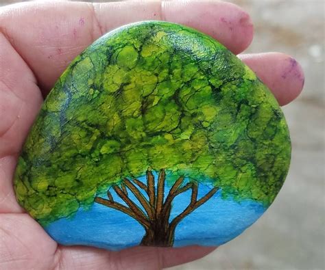 Tree Rock Painted Rocks Stone Painting Painting Crafts
