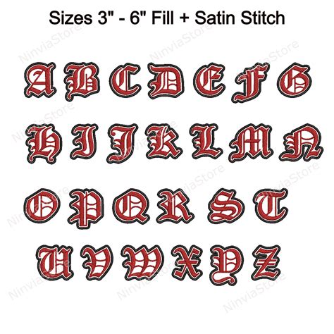 2 Color Old English Embroidery Font Alphabet Pes Font For Etsy