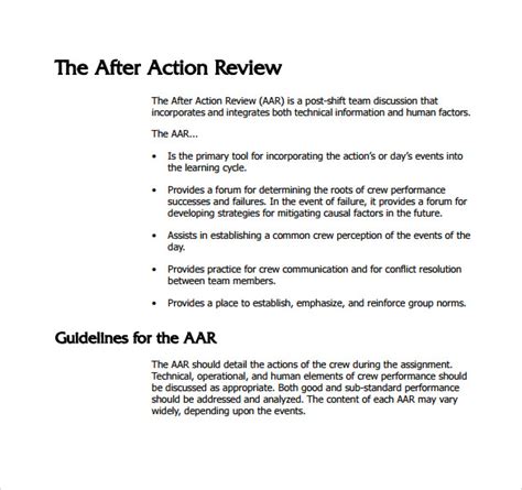Free 9 Sample After Action Review Templates In Pdf Ms Word