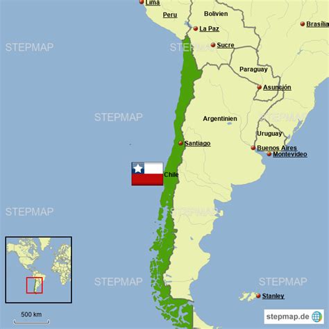 Santiago de chile, puente alto, maipú. StepMap - Karte von Chile - Landkarte für Chile