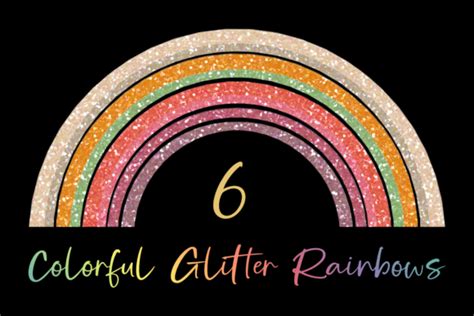 Cute Colorful Rainbow Glitter Clipart Graphic By Graphic Wanderings