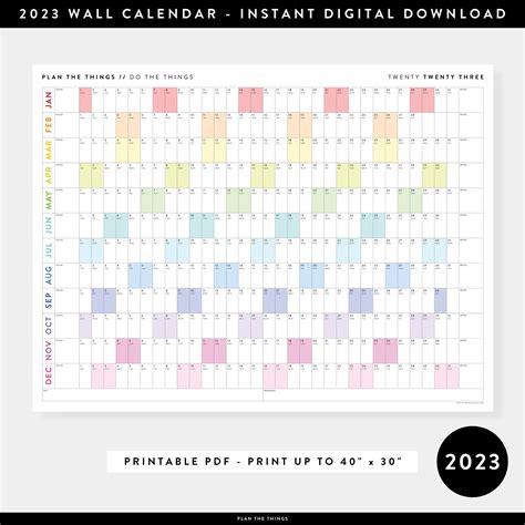 Printable 2023 Wall Calendar Digital Pdf Instant Download Etsy Österreich