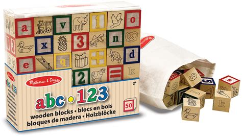 Melissa And Doug Wooden Abc123 Blocks Babytoddlerchild Wooden Toys Bn